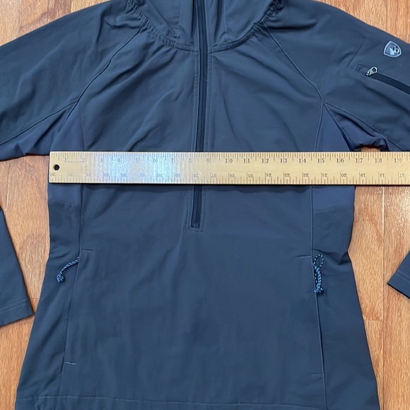 KUHL Projekt XS Dark Gray Black Pop Over 1/4 zip pockets have zipper hood visor - Picture 2 of 16